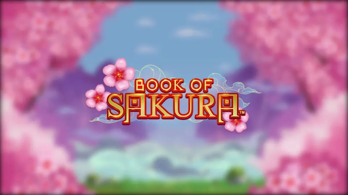 Cenário sereno de flores de cerejeira e elementos tradicionais japoneses no slot Book of Sakura